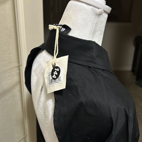 Ser.O.Ya M Lydia Open Back Button Up Boyfriend Shirt Solid Black Contemporary - Picture 7 of 8